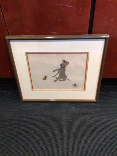 Disney Animated White/Gray Dog Framed Art