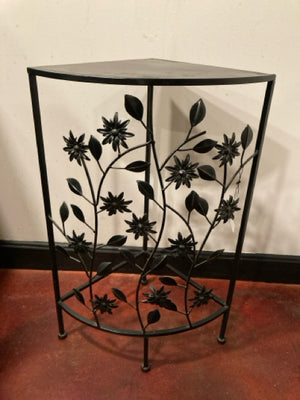 Corner Metal Flowers Black Table