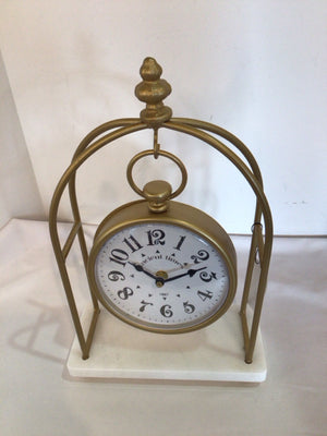 Hanging Gold/White Marble Clock