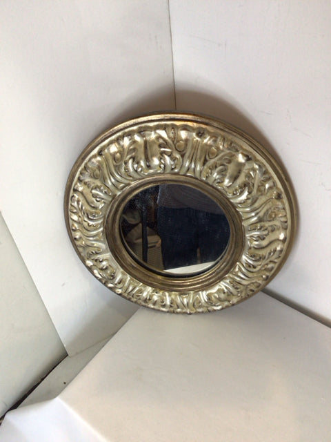 Vintage Gold Resin Round Mirror