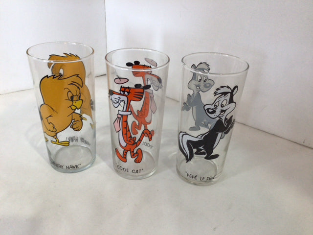 Set of 3 Glass Looney Tunes Glasses