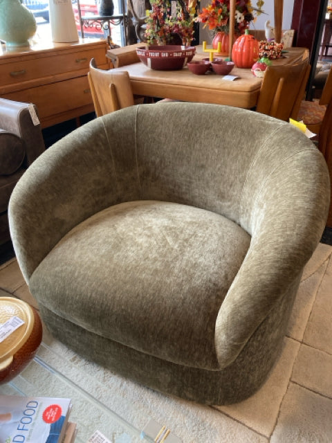 Lulu & Georgia Barrel Chenille Green Chair 9CLS66RX