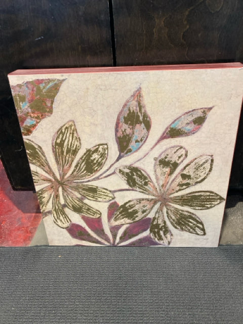 Red/Tan Floral Framed Art