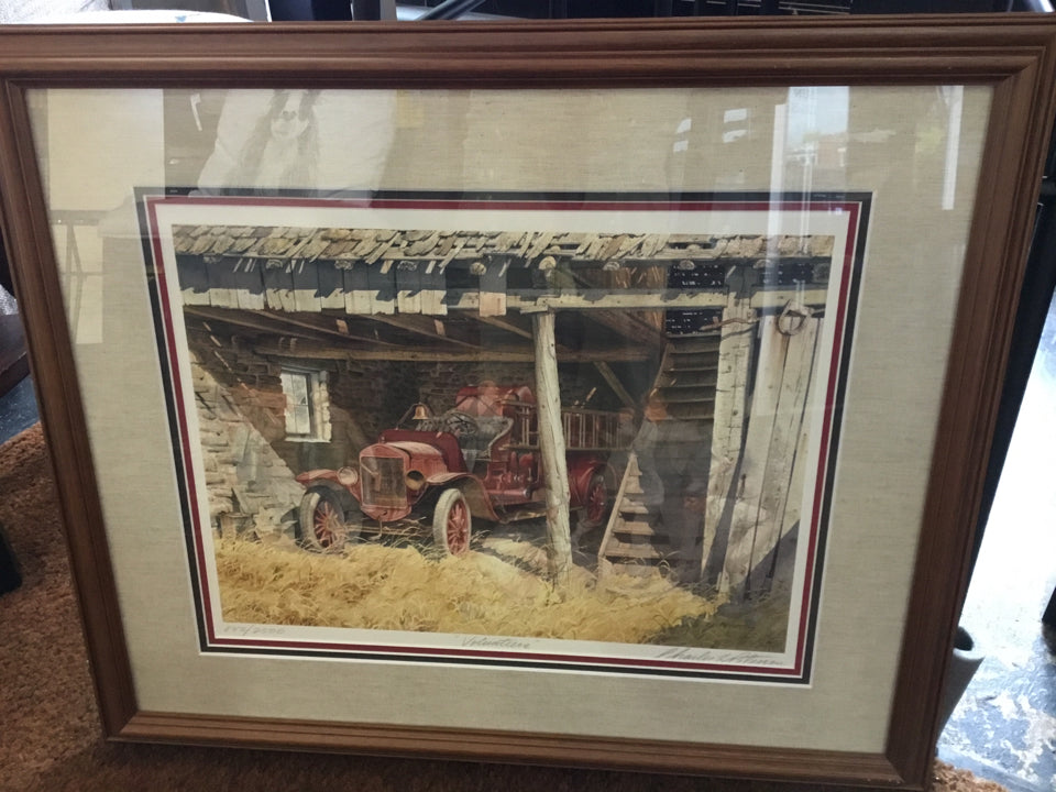 Print Multi-Color Fire Truck Framed Art