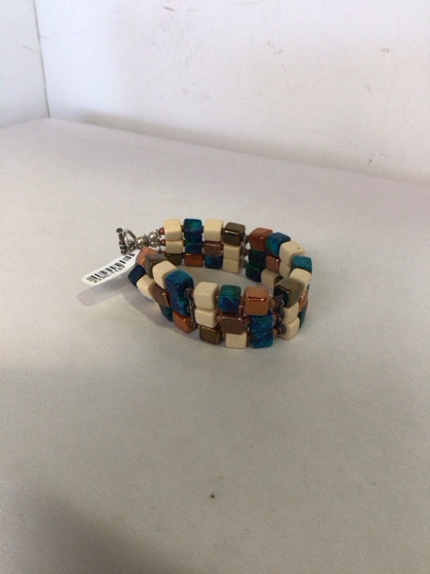 Brown/Blue Beaded Bracelet