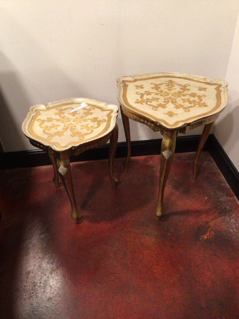 Italian Wood Nesting Cream/Gold Table