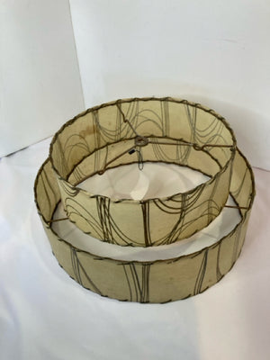 1950's Tan/Black Fiberglass Tiered Lamp Shade