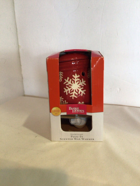 Plug In Red/white Ceramic Christmas Snowflake Holiday Item