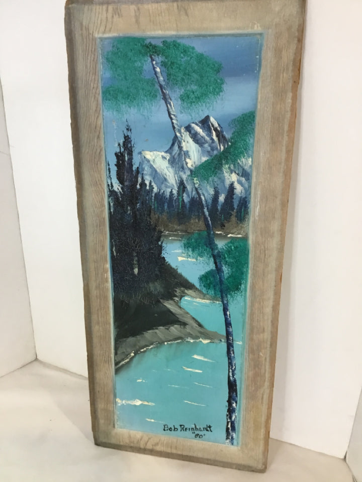 Signed Blue Tree Stretch Canvas Art