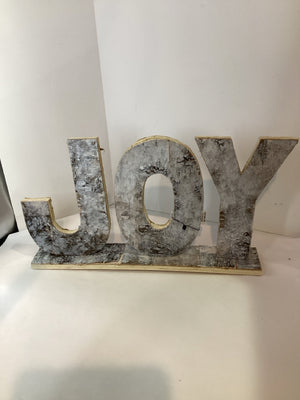 Rustic White Wood Joy Holiday Item