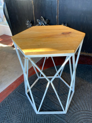 Side Metal/Wood White/Tan Table