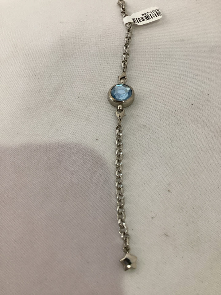 En Argent Silver/Blue Rhinestone Bracelet