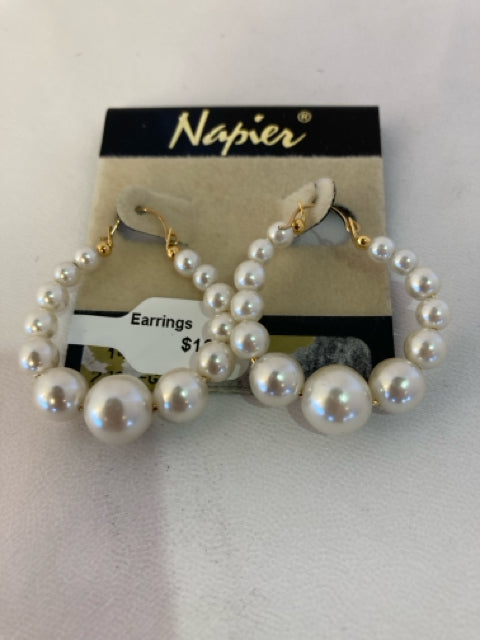 Napier White Pearl Earrings