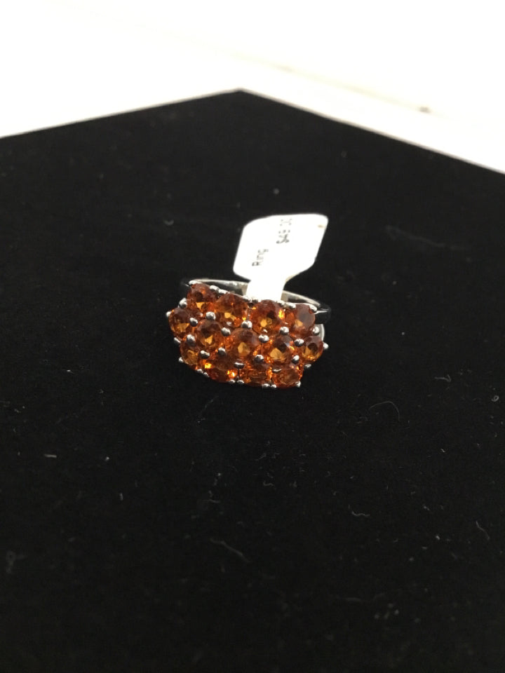 Orange Rhinestone Ring