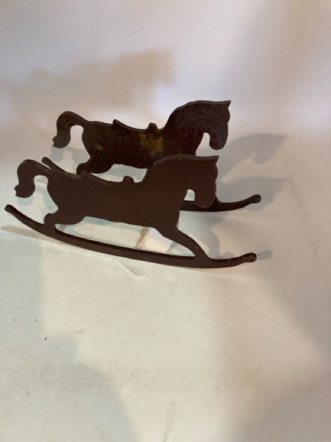 Cast Iron Brown Double Figurine Rocking Horse