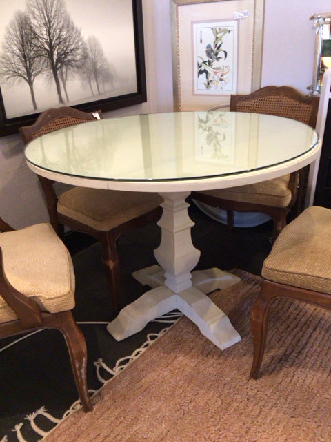 Pedestal Wood Round White Table