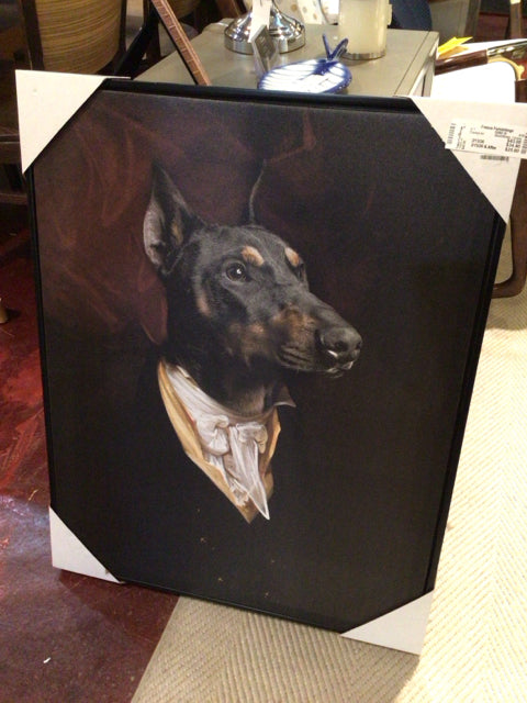 Black/Brown Canvas Dog Framed Art