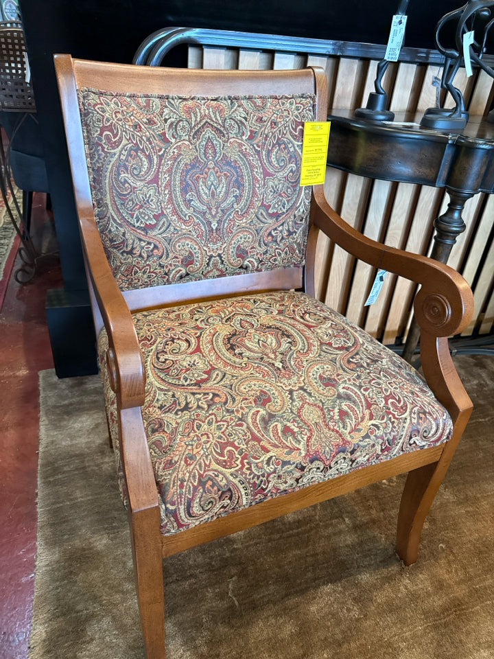 Fairfield Wood Paisley Upholstered Brown/Multi Chair