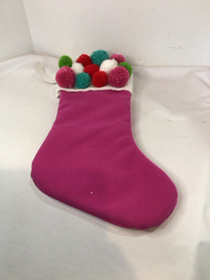 Stocking Pink Felt PomPoms Holiday Item