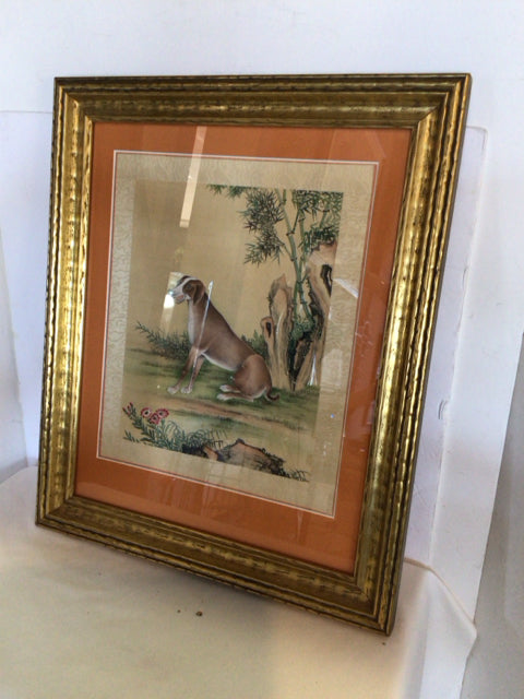Green/Brown Greyhound Framed Art
