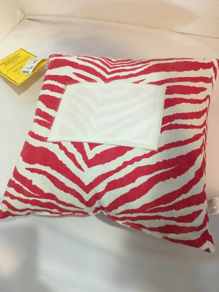 White/Pink Poly Blend Stripe Pillow
