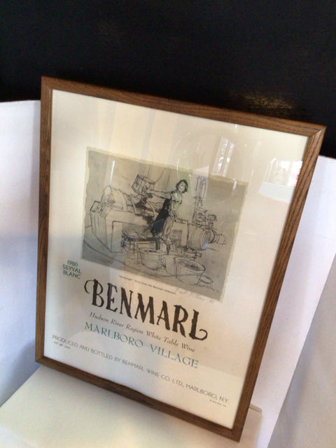 Signed Wine Black/White Poster Vine Framed Art