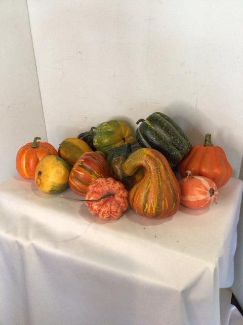 Orange/Green Plastic Pumpkin Faux Flowers
