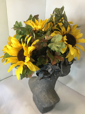 Gray/Black Faux Concrete Head Planter