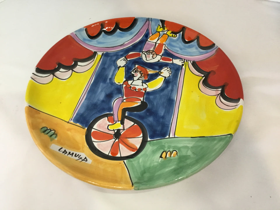 Whimsical Blue/Multi Ceramic Circus Plate