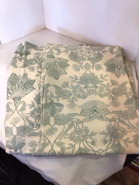 PIER 1 2 Panels Cream/Green Polyester Botanicals Draperies/Curtains