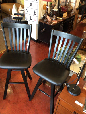 Pair Wood Vinyl seat Black Barstool/Bar Stool
