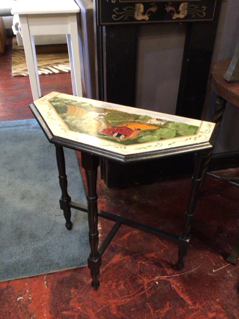 Folk Art Wood Painted Black/Multi Table