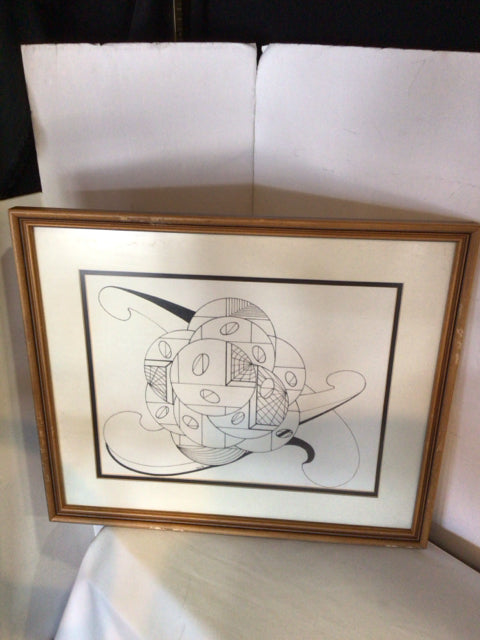 Black/White Drawing Geometric Framed Art