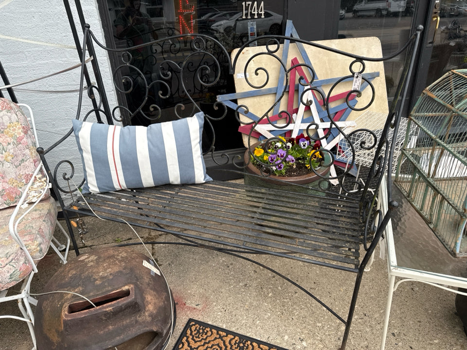 Black Iron Scroll Bench