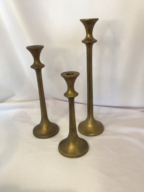 Crate & Barrel Brass Brass Set of 3 Candle Holders