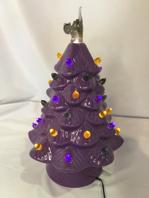 Halloween Purple Ceramic Tree Pre-Lit Holiday Item