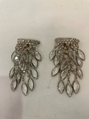 Vintage Silver Clip on Cubic Zirconia Earrings