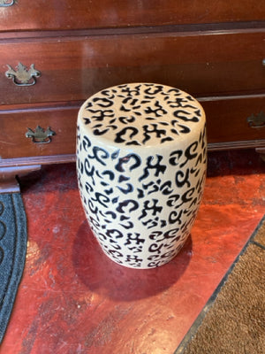 Tan/Black Ceramic Leopard FootStool/Ottoman
