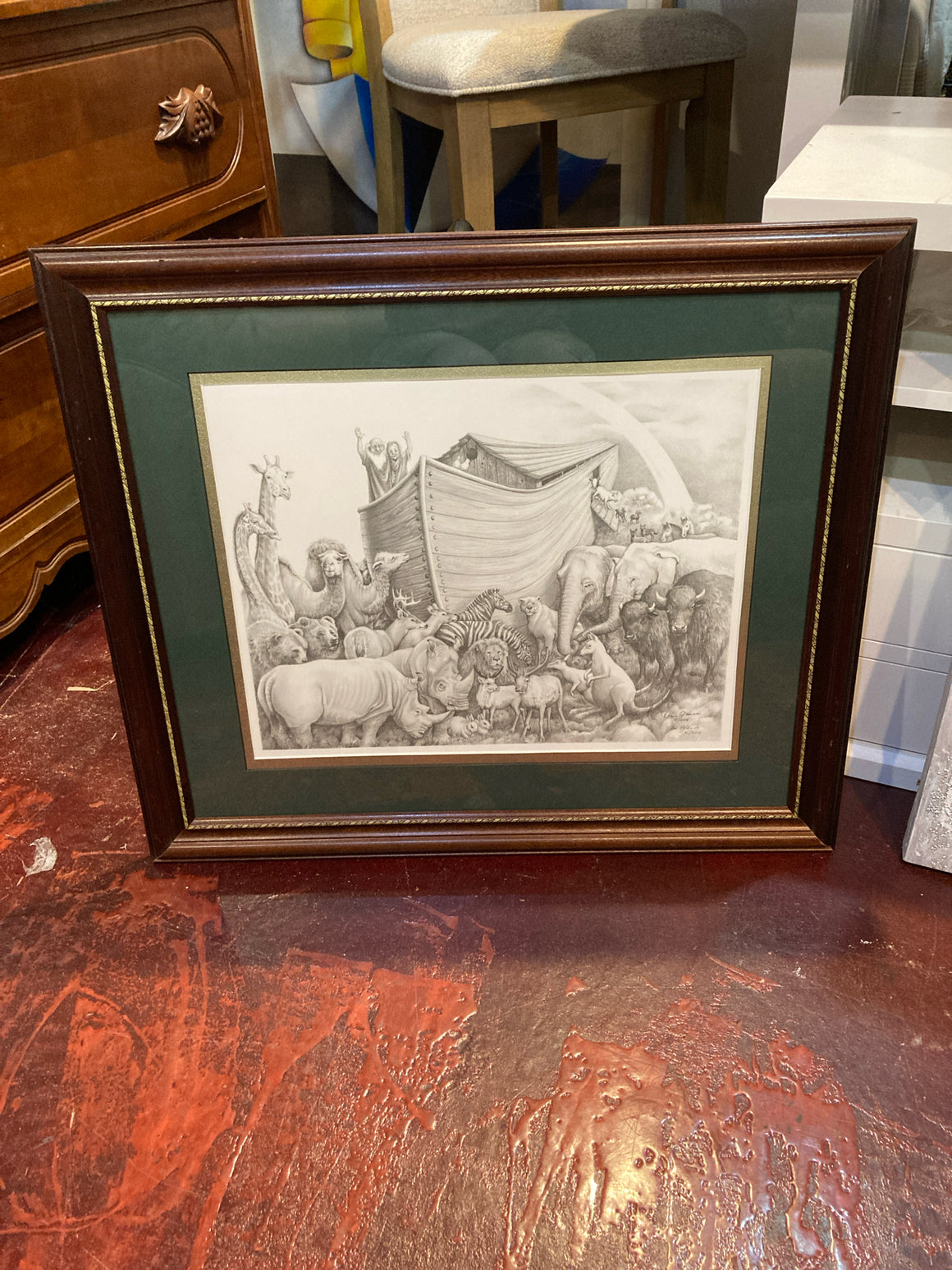 Black/White Noah's Ark Framed Art