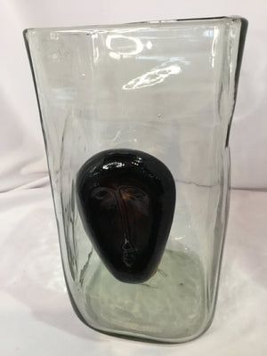 Clear Glass Face Vase