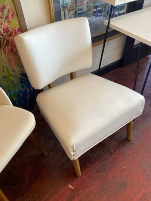 Mid-Century Leather Armless White Chair