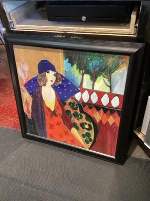 Lithograph Multi-Color Woman Framed Art