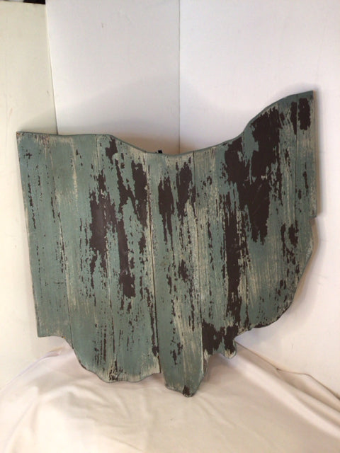 Cut Out Wood Ohio Teal/Brown Wall Decoration Art
