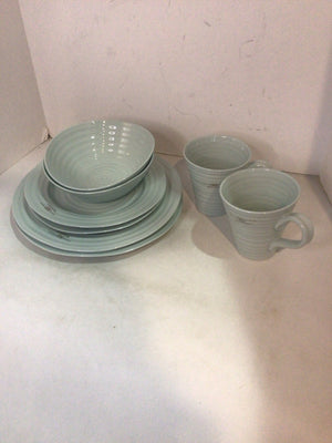 Portmeirion Pair Aqua Porcelain Dish Set