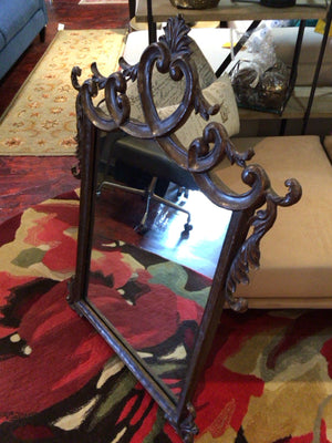 Brown Metal Scroll Beveled Mirror
