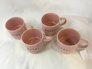 Nicole Miller Set of 4 Pink Ceramic Coffee Mug Set