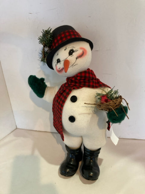 Annalee Christmas White/Black Cotton Snowman Holiday Item