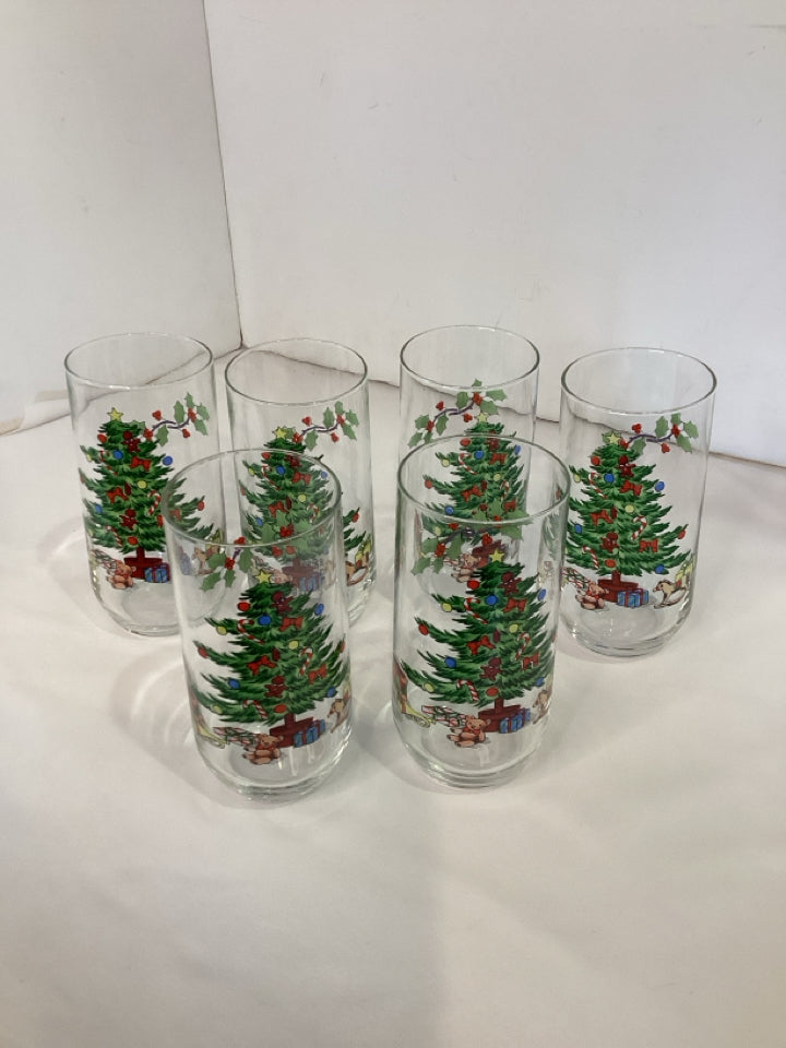 Christmas Clear/Green Glass Glasses Christmas Tree Holiday Item