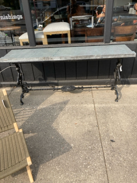 Outdoor/Outside Wrought Iron Console Gray Table