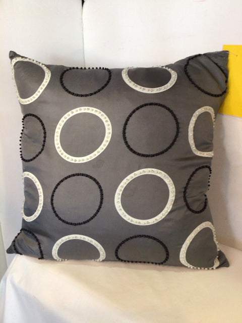 Gray Silk AS IS Beaded Pillow